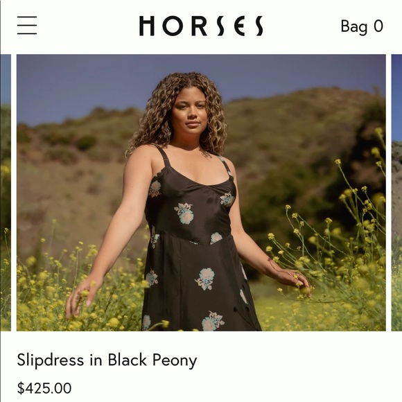 SOLD OUT ONLINE: HORSES ATELIER BLACK PEONY SLIP DRESS - Picture 1 of 5